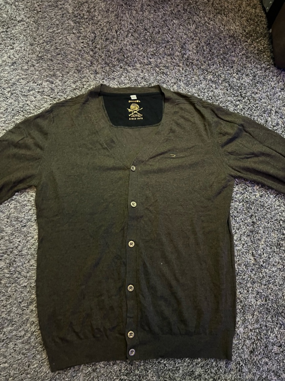 Diesel Black Tee with Gold Knit Graphic